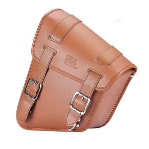 KEMI MOTO brown leather motorcycle saddlebag