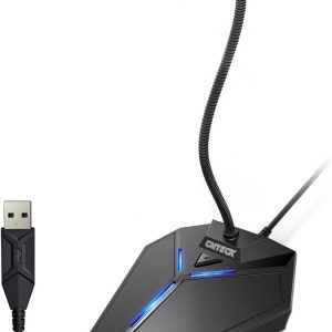 USB Computer Microphone, Plug & Play Omnidirectional Desktop Mic for PC & Laptop, 360 Degree Adjustable Gooseneck, Mute Button with LED Indicator, Noise-Cancelling, Compatible with Windows/Mac